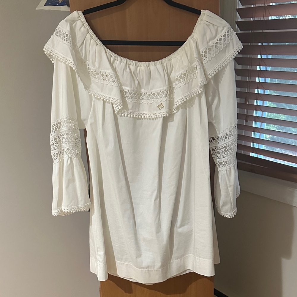 Elegant White Lace Trim Women's Top